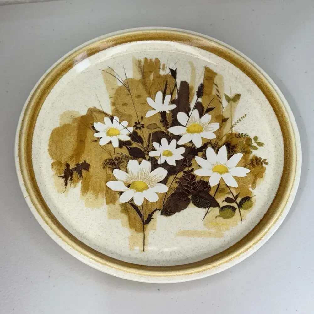 Lot of 5 Mikasa Daisy Mae Stone Manor Plates & Bowls Set MCM Floral Brown Japan